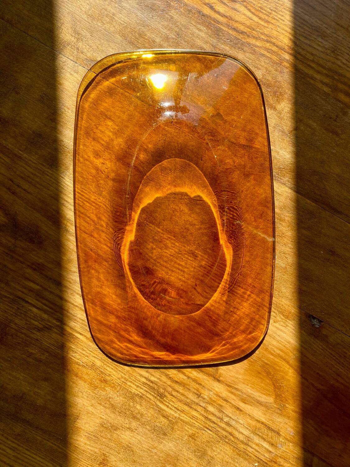 Rectangular amber duralex dish