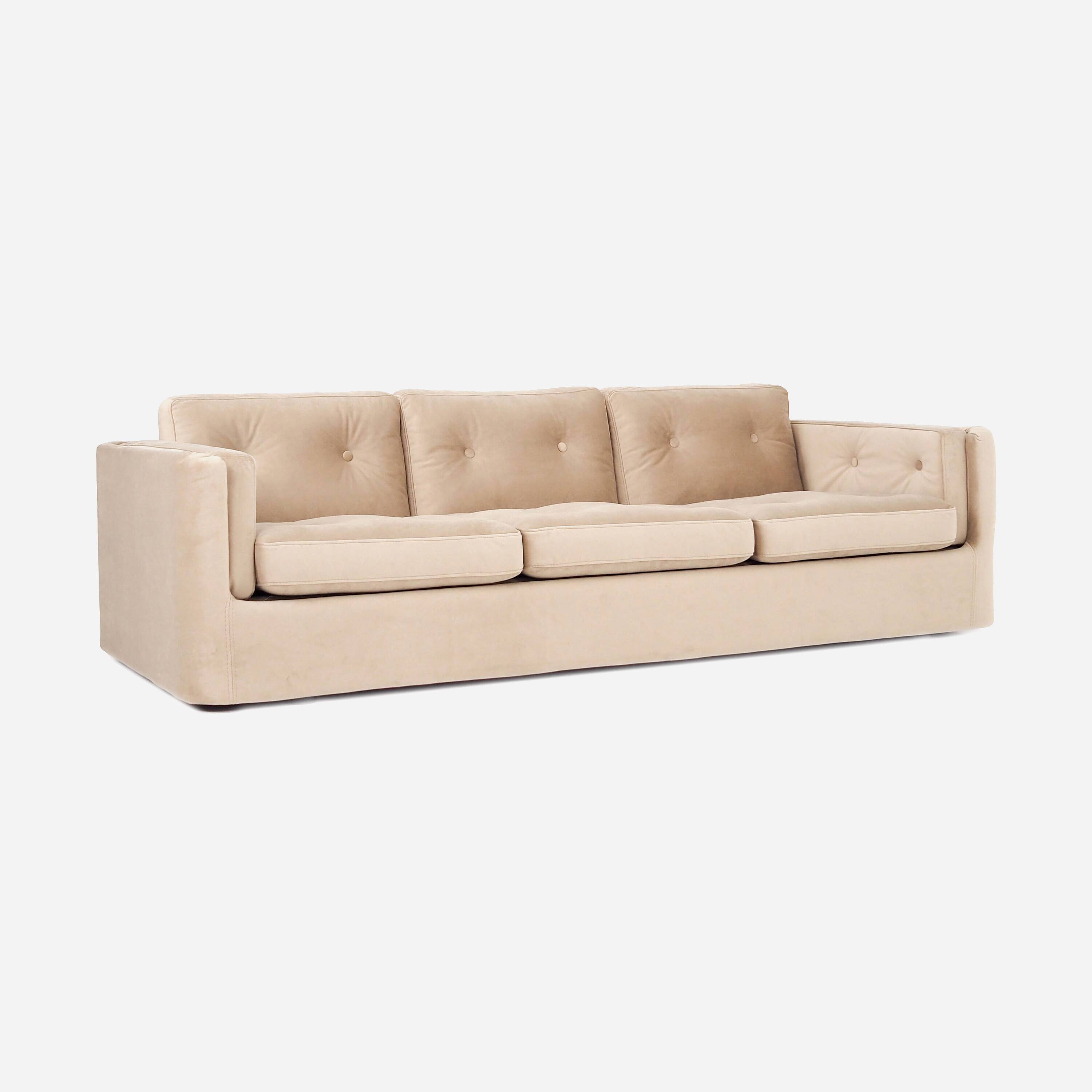 Sofa BERGEN en velours beige, design scandinave