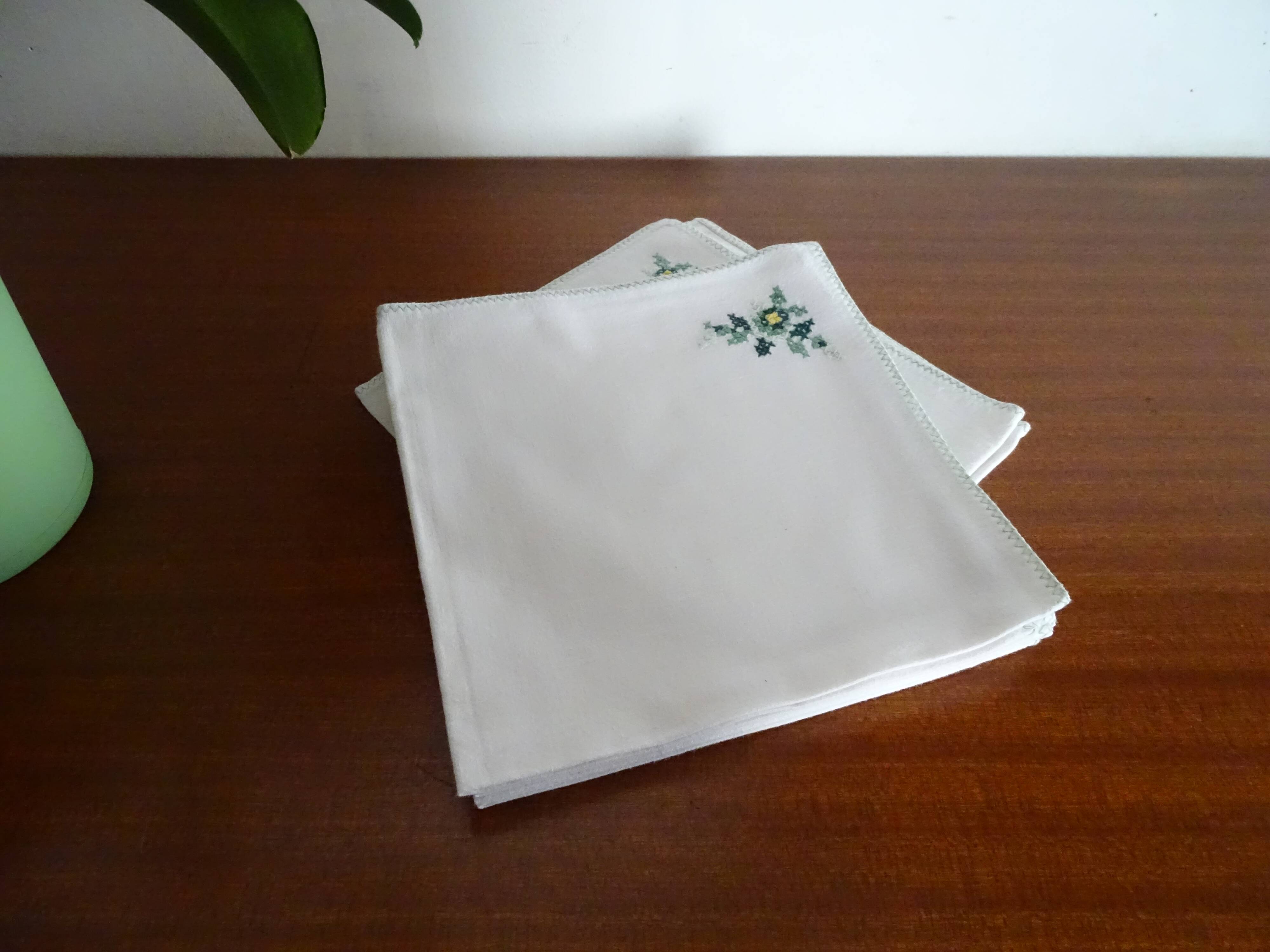 6 old embroidered napkins