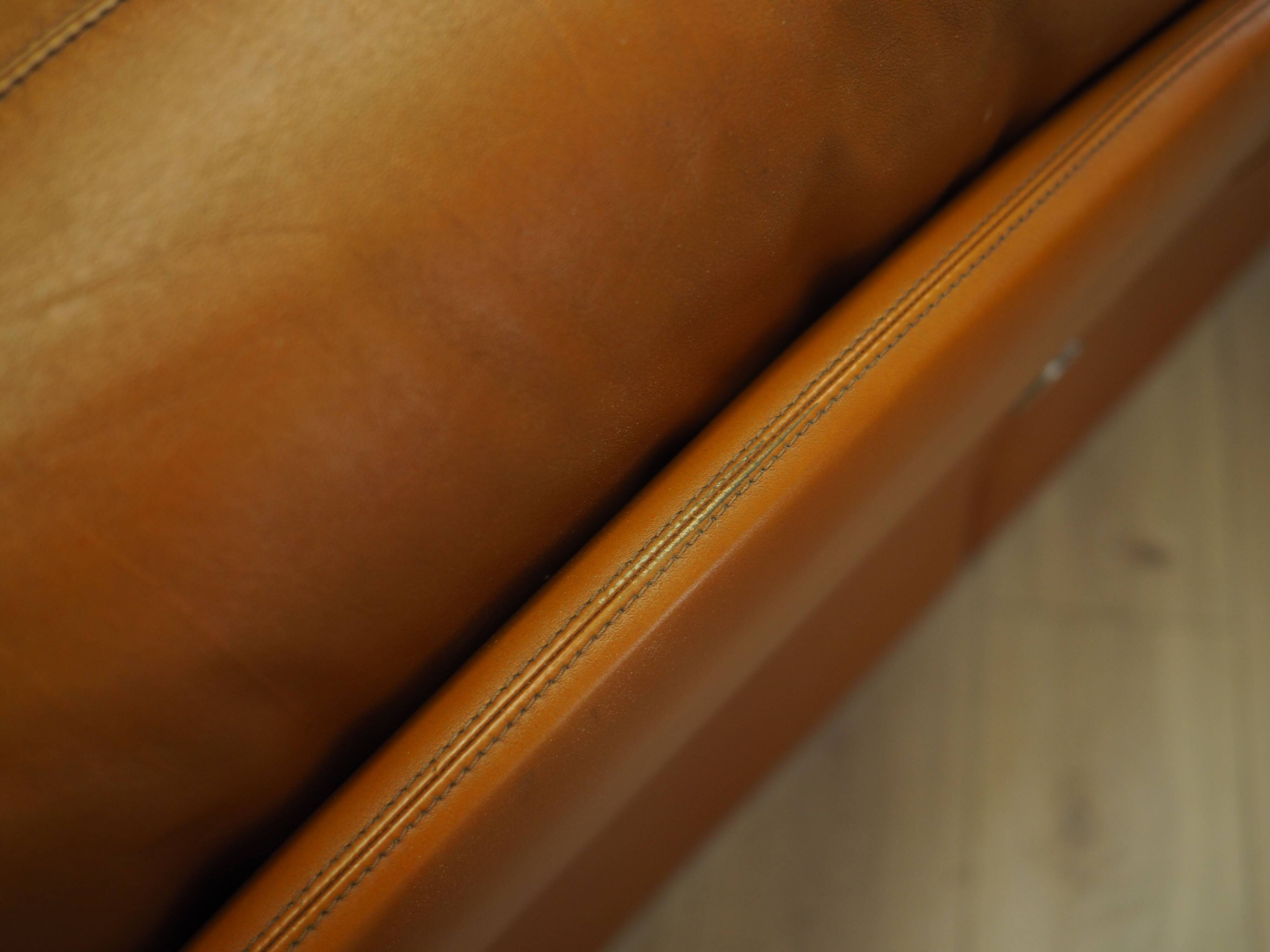 Orange leather sofa, Space Age design, 1960s, production: Italy