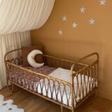 Lit bébé en rotin + matelas bambou sur mesure