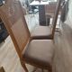 Four antique chairs in classic style with caning and upholstery.