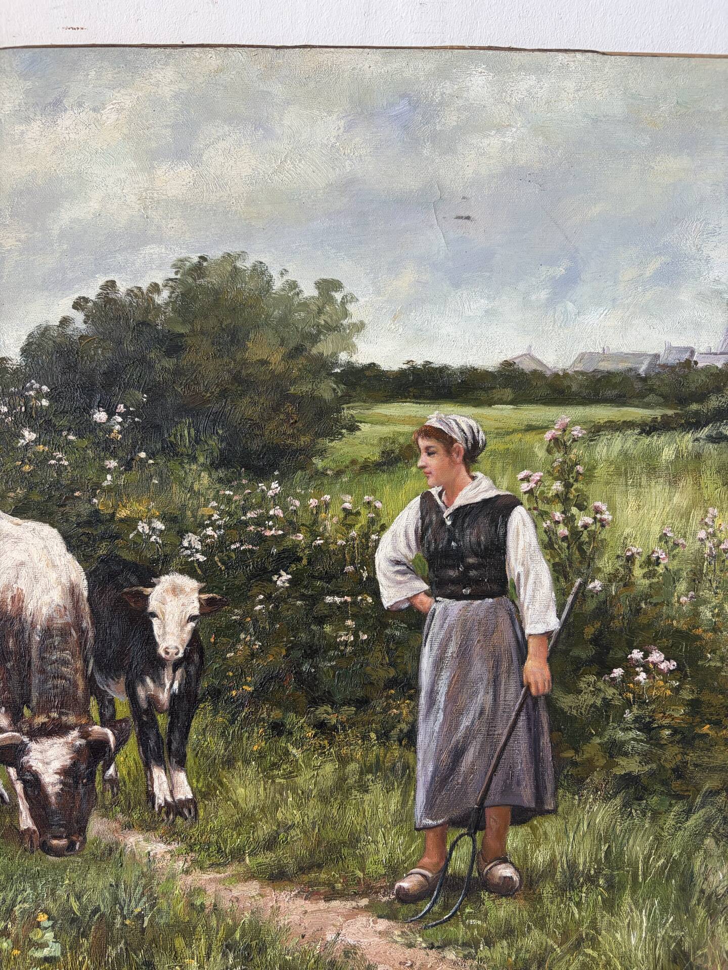 The well-kept cows, landscape, oil on canvas signed.