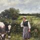 The well-kept cows, landscape, oil on canvas signed.