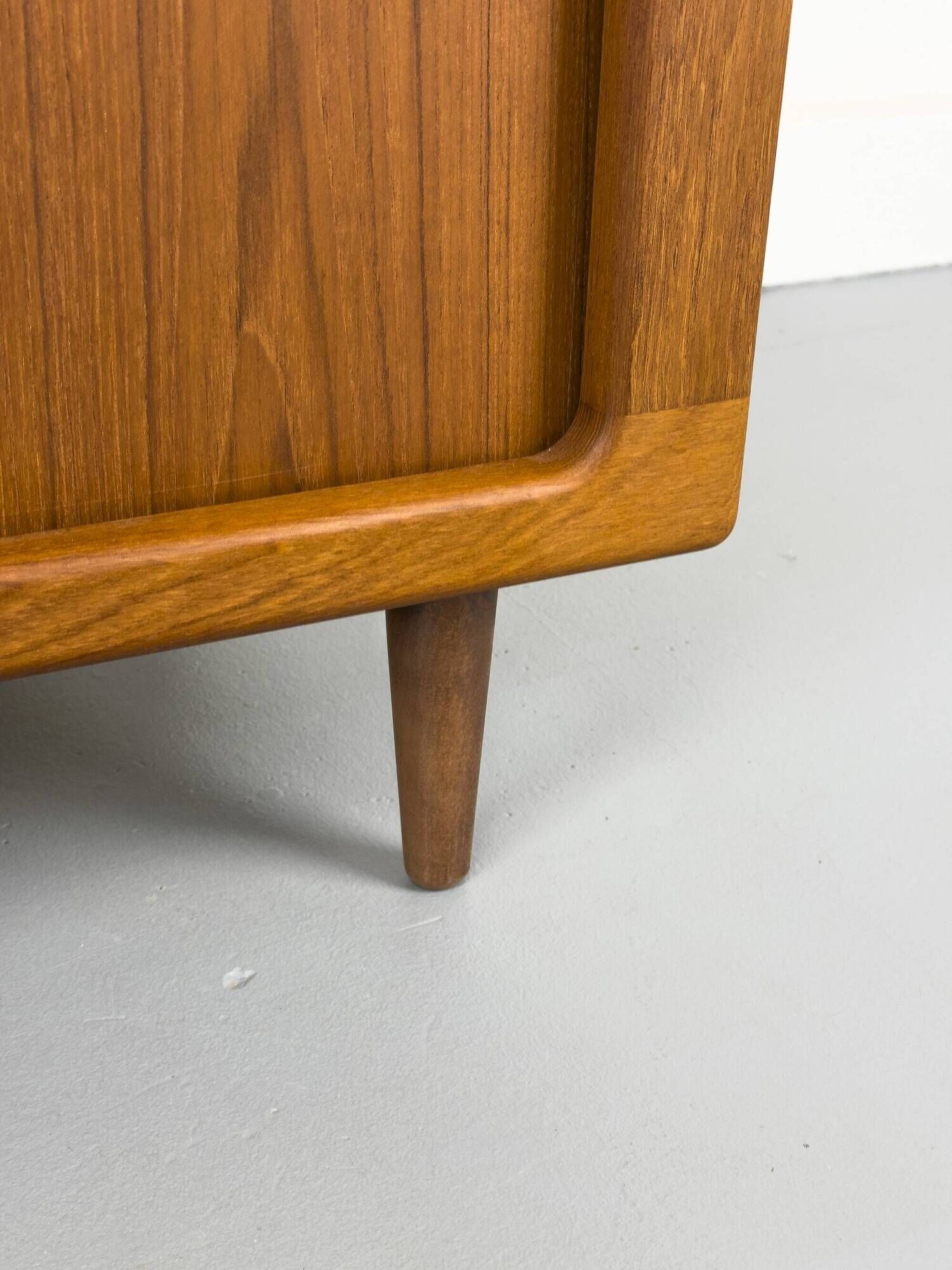 Low Teak Sideboard with Tambour Doors from CFC Silkeborg, 1970s
