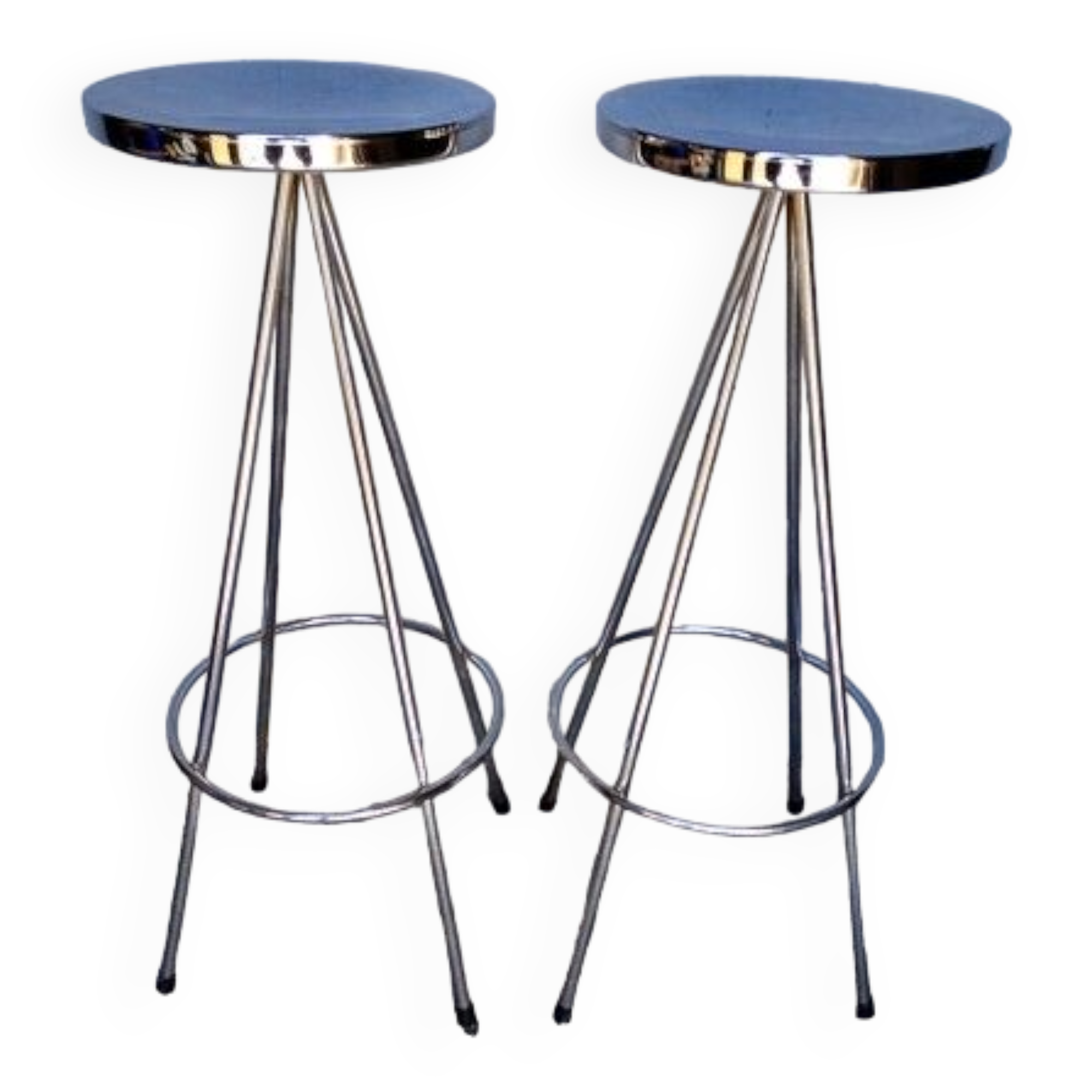 Pair 2 high bar stools all chrome