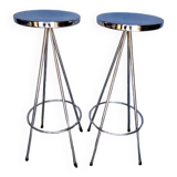 Pair 2 high bar stools all chrome