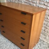 Vintage chest of drawers 1980's blond beech 5 drawers