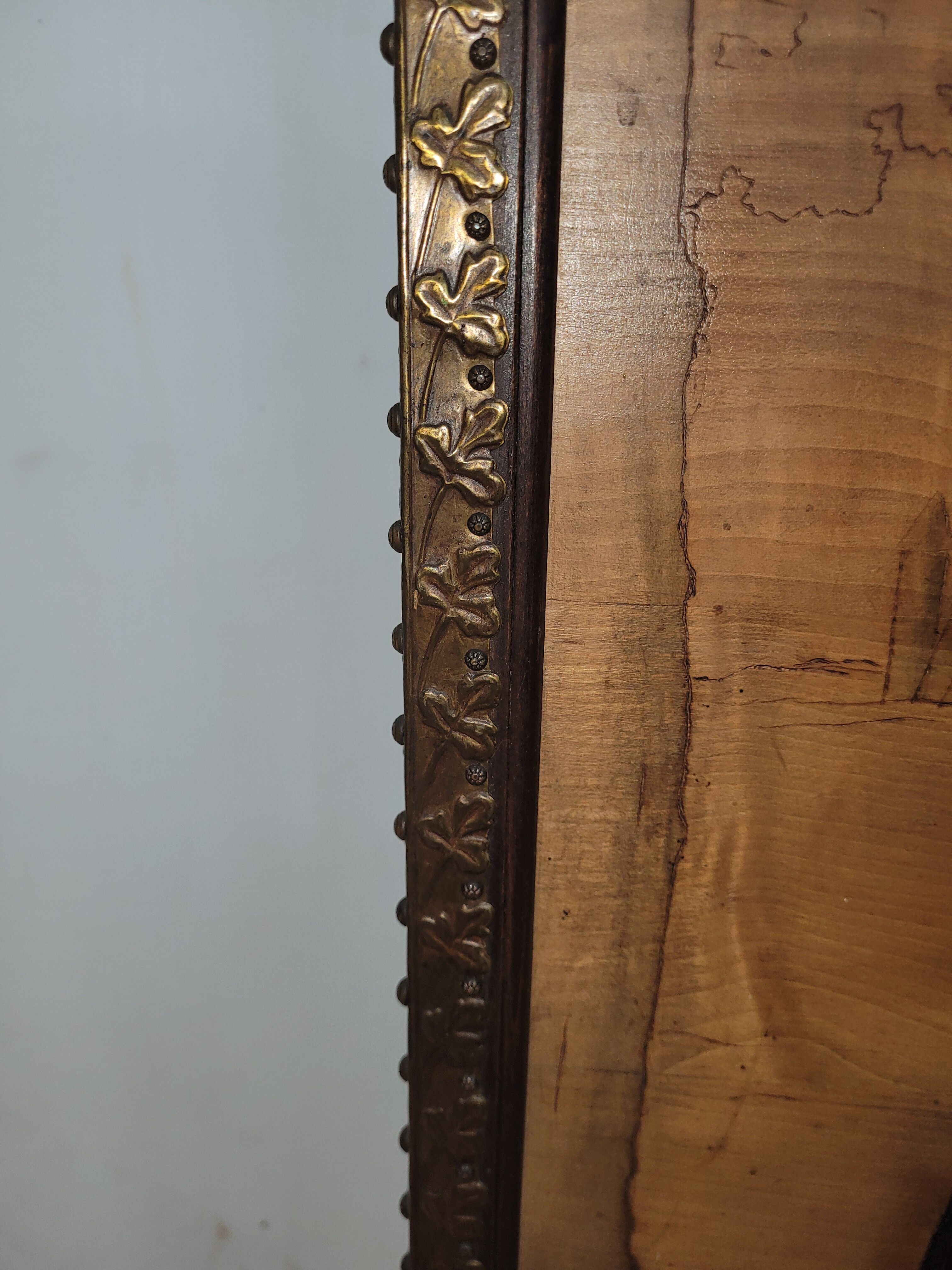 Fire pare old wooden fireplace