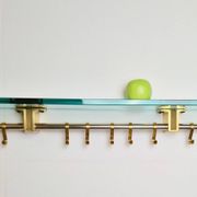 Brass and Glass R14G Wall-Mounted Coat Rack from Peter Ghyczy, 1980s