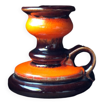 brown and orange Fat Lava ceramic candle holder