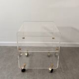 David Lange Plexiglas table on wheels