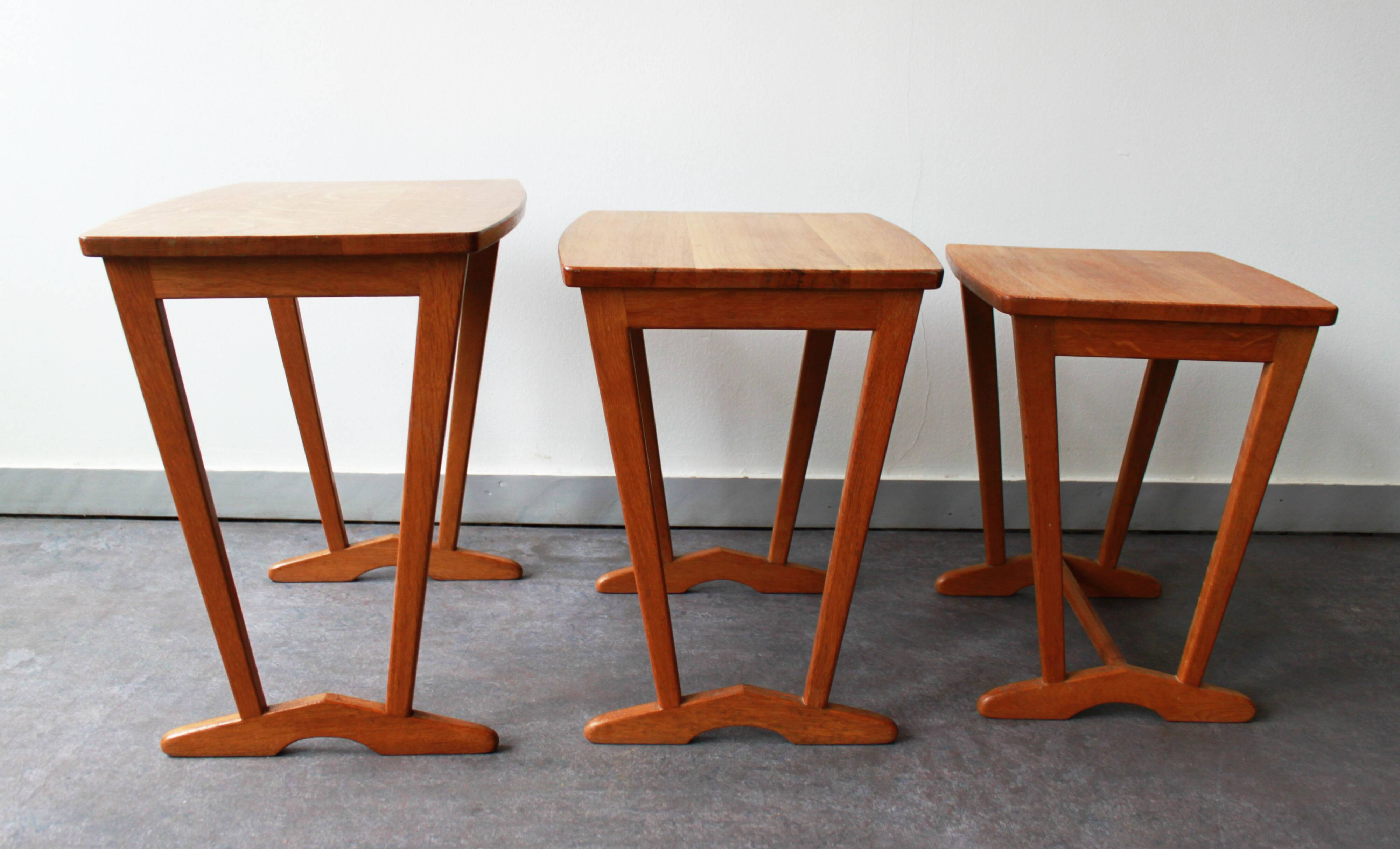 Set of 3 nesting tables, Denmark, 60s.