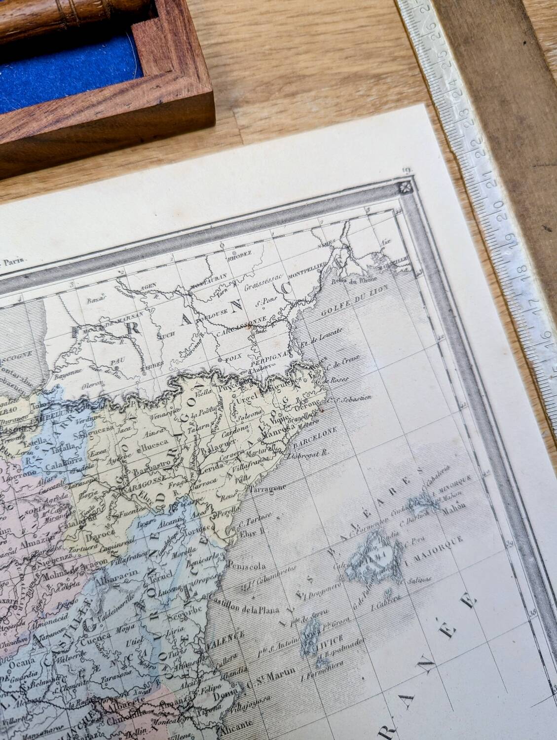 L'Espagne, carte ancienne, imprimée en 1852.