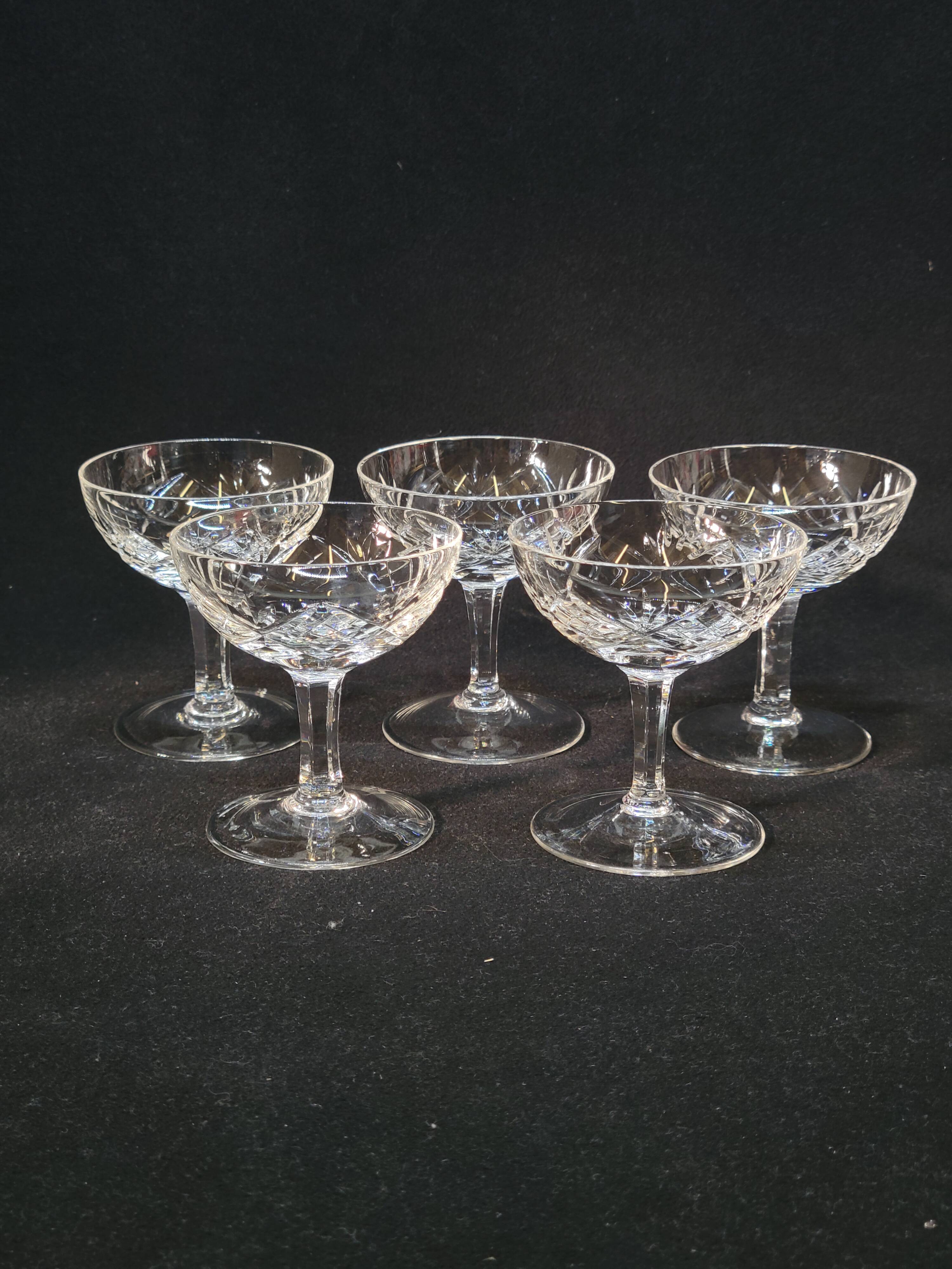 5 small cut crystal digestif cups