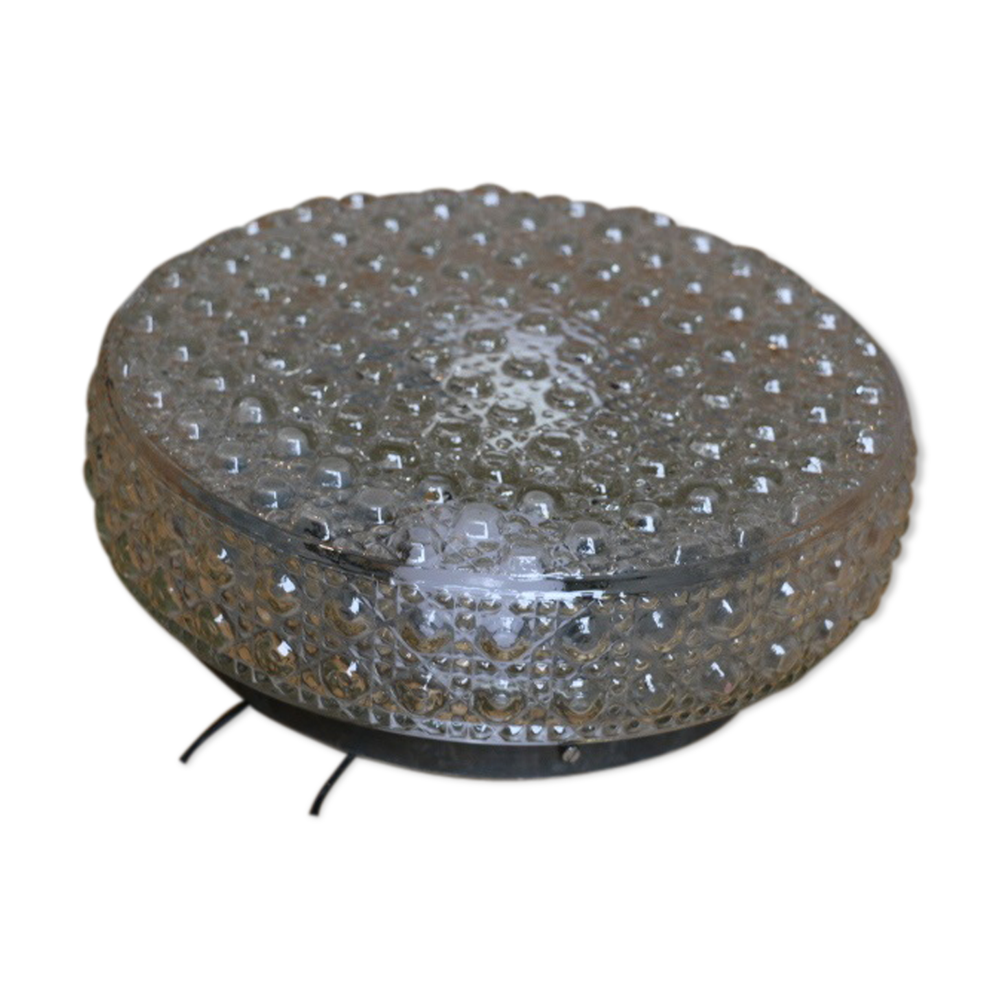 1960s metal and molded glass ceiling light