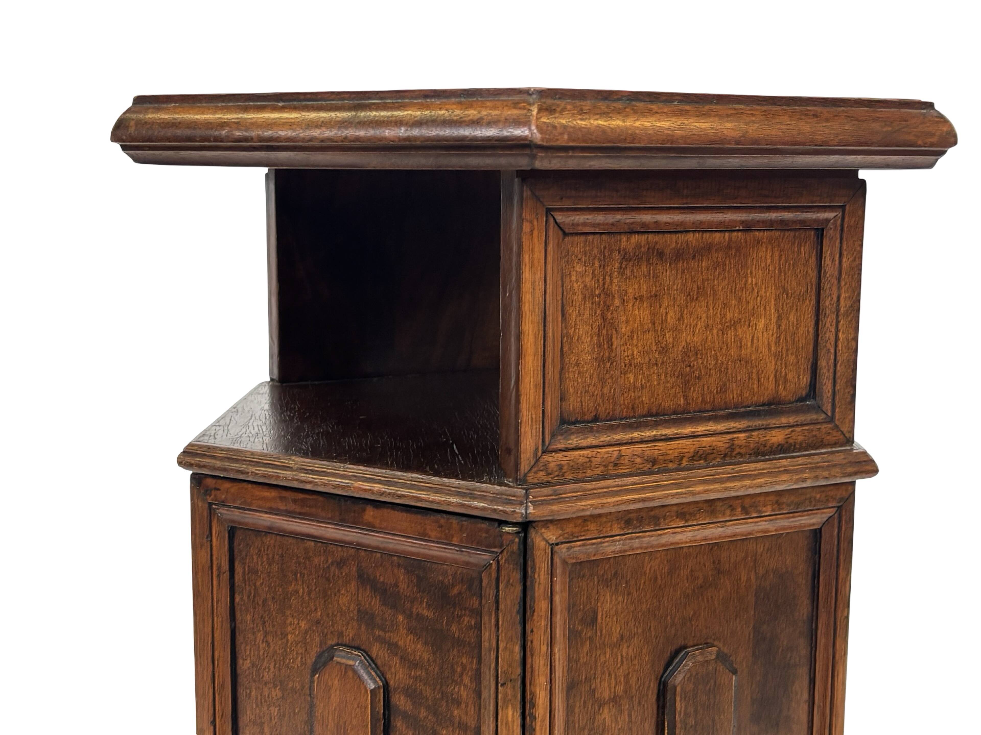 Vintage Hexagonal Side Cabinet with Door Small Side Table Column