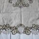 Antique linen tablecloth embroidery Richelieu scalloped linen centerpiece 128 cm