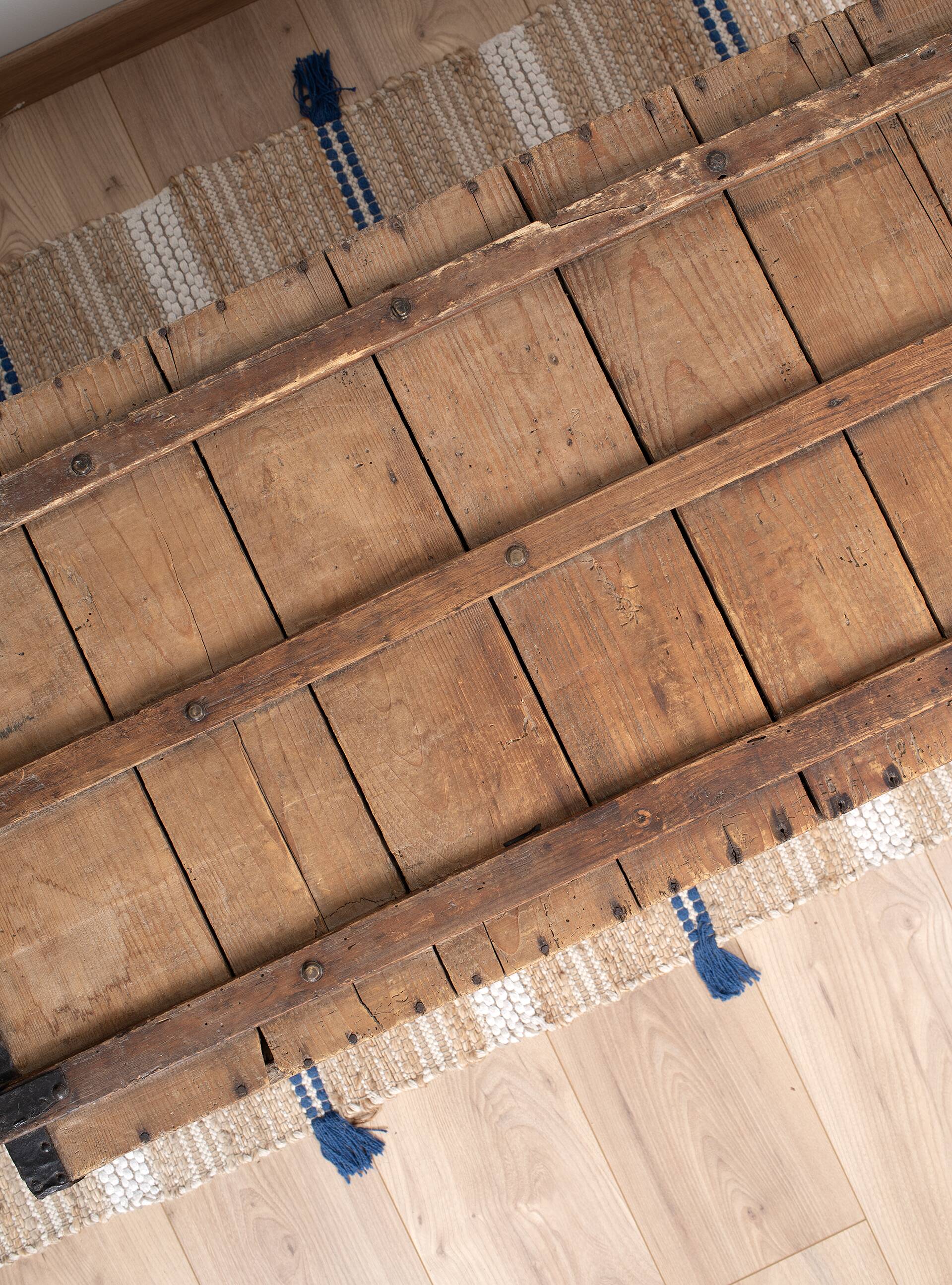 Large old trunk, wood and steel