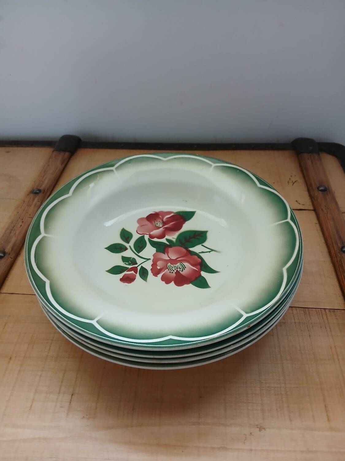 4 Digoin and Sarreguemines soup plates