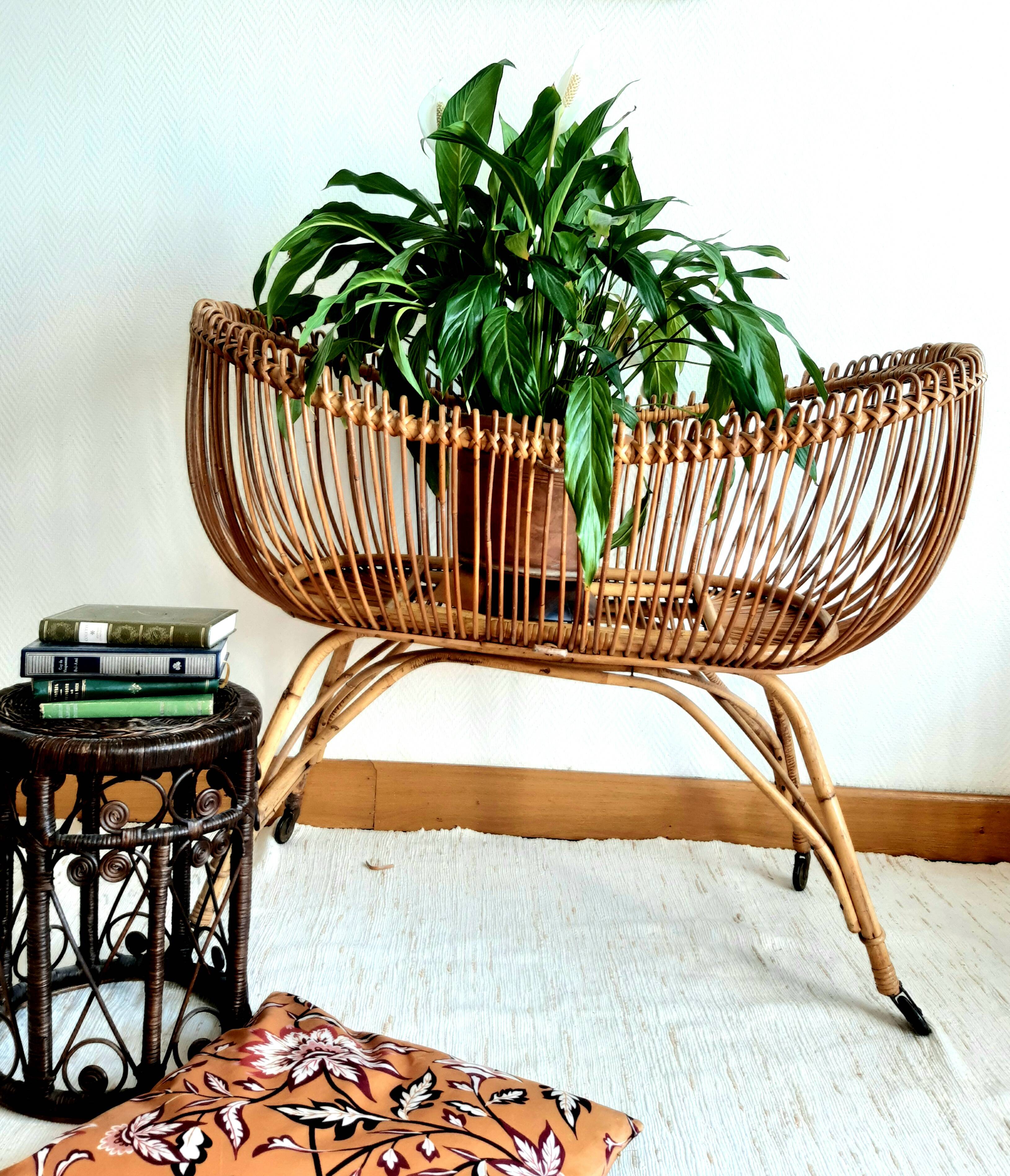 Vintage rattan bassinet circa 1960