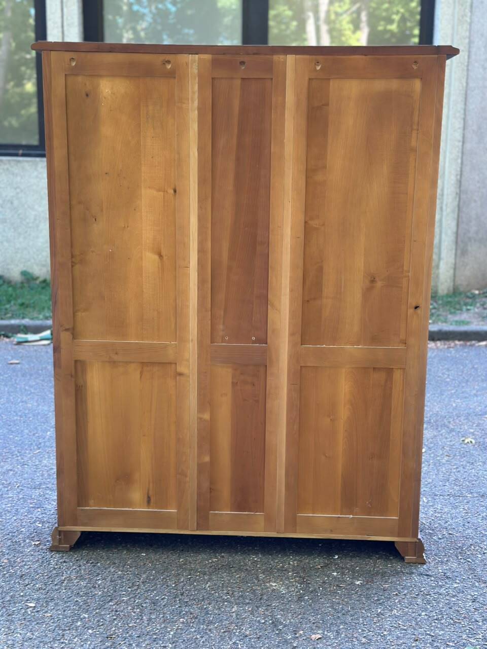 Display cabinet in solid cherry wood Louis Philippe style, 1980s - 108x35x140cm
