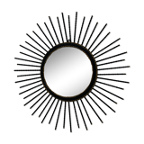 Vintage black and gold metal sun mirror from the 1960s.