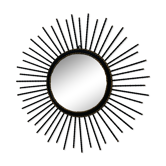 Vintage black and gold metal sun mirror from the 1960s.