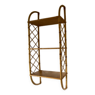 Vintage vertical wall mounted rattan shelf
