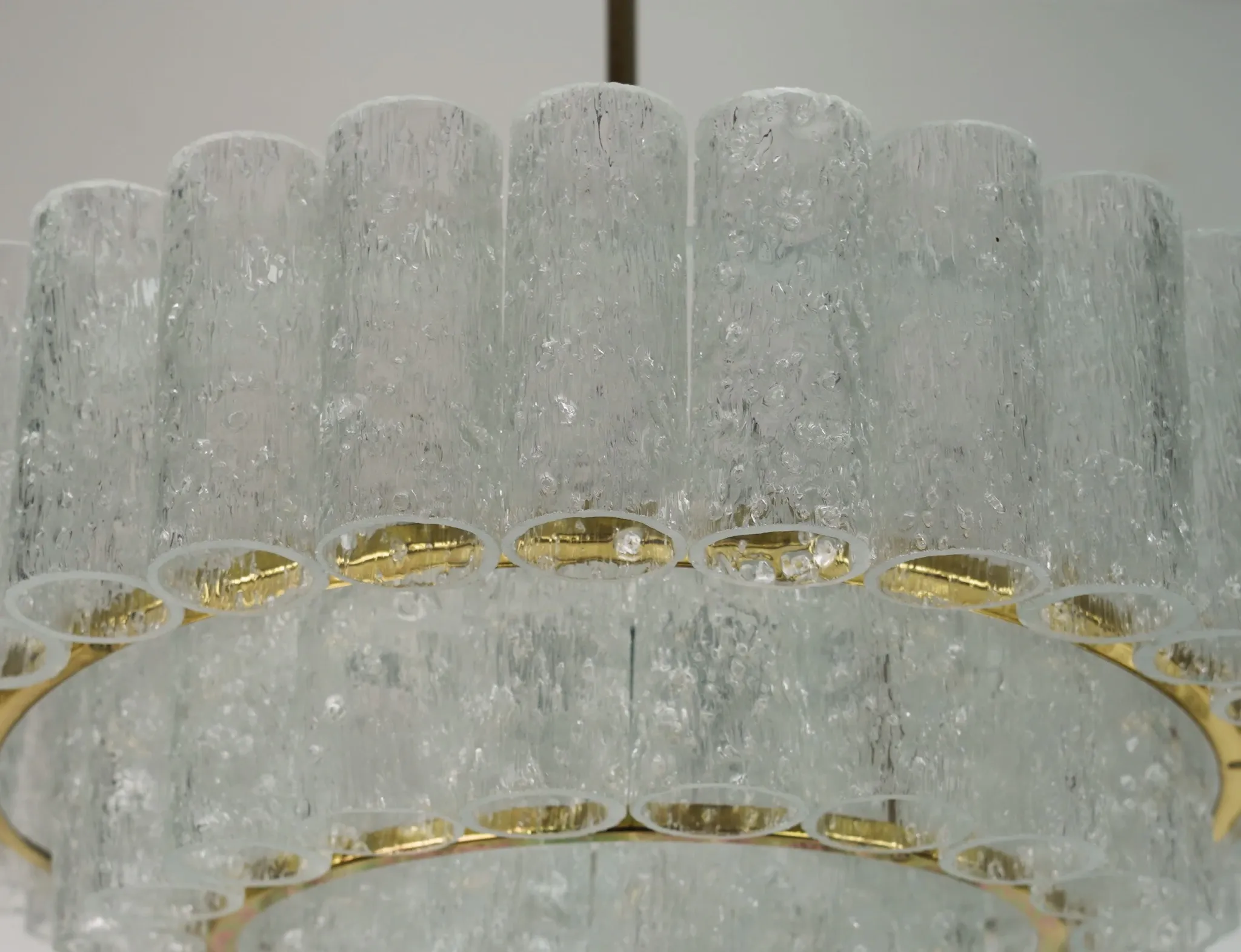 1960s vintage mid century doria ice glass CHANDELIER with 63 glass tubes