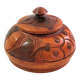 Handmade wooden box brown copper polychrome vintage