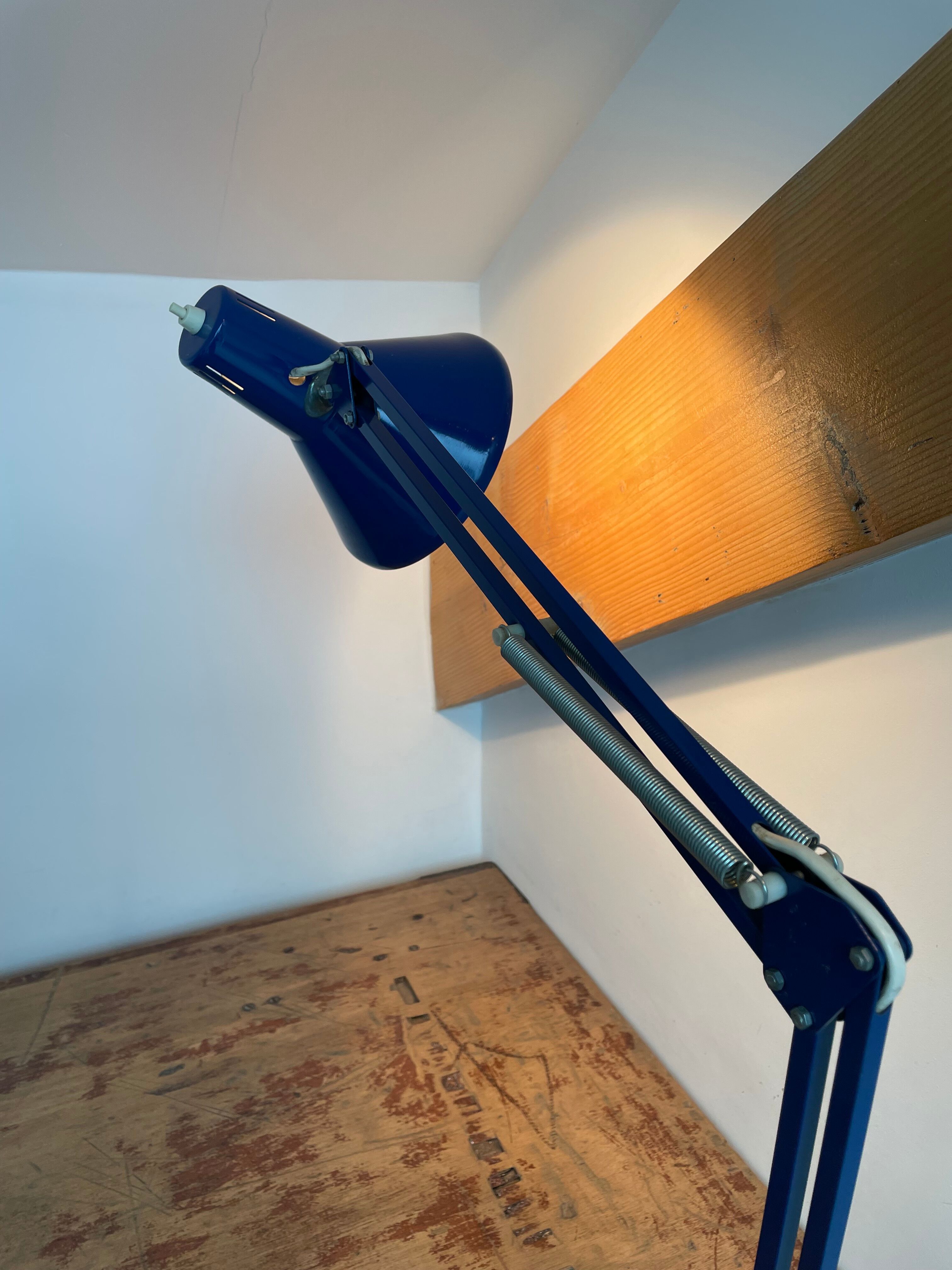 Vintage, architect lamp, articulated lamp, Twist brand, Model T1, 1970s, blue, décor
