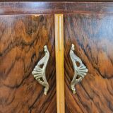 Mahogany burl dressing table with white marble top
