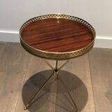 Round brass and mahogany sofa end from Jansen