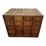 Antique craft cabinet with solid oak drawers and porcelain handles