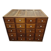 Antique craft cabinet with solid oak drawers and porcelain handles
