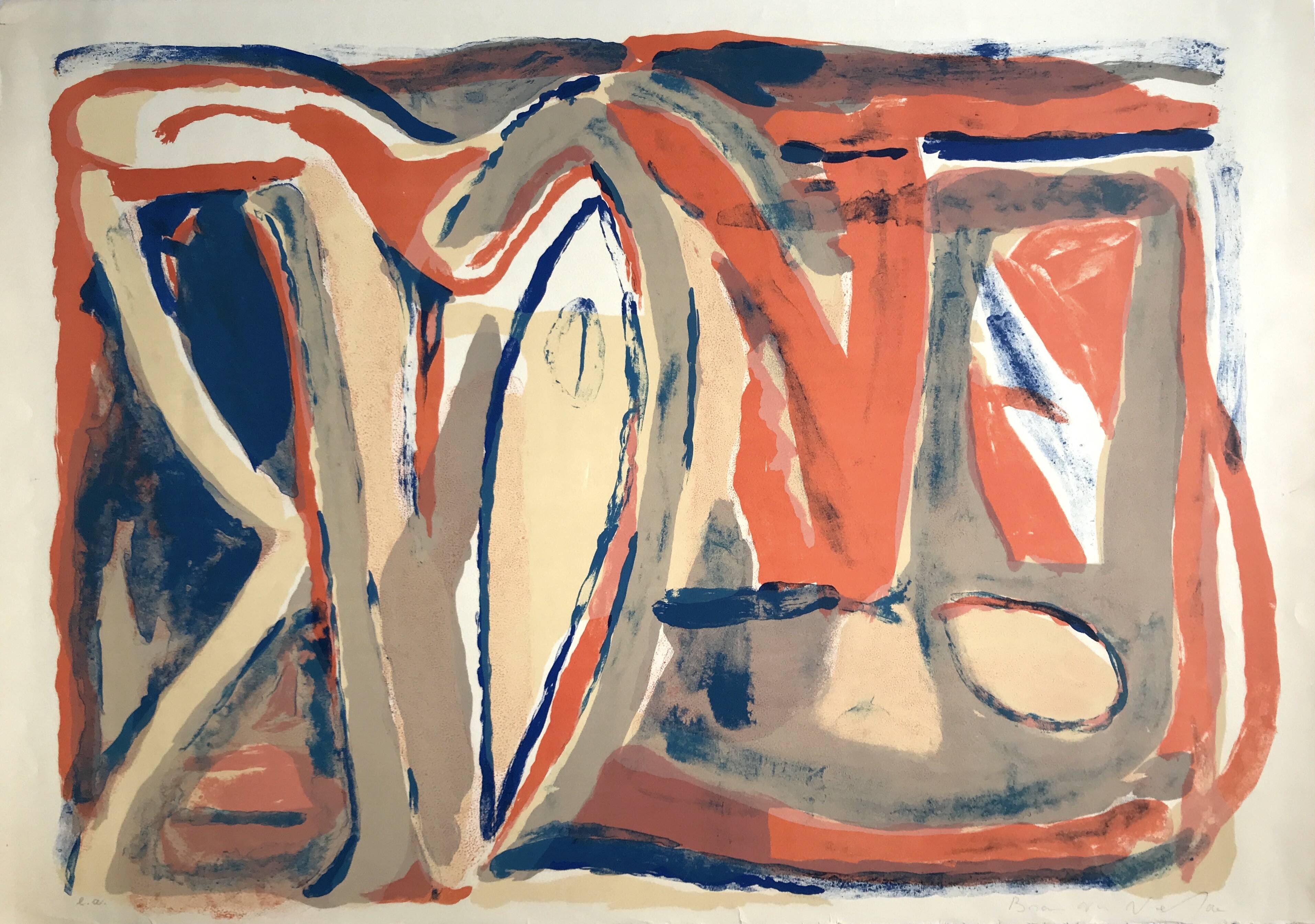Lithographie originale signée au crayon, Bram Van Velde, Sans titre, 1968