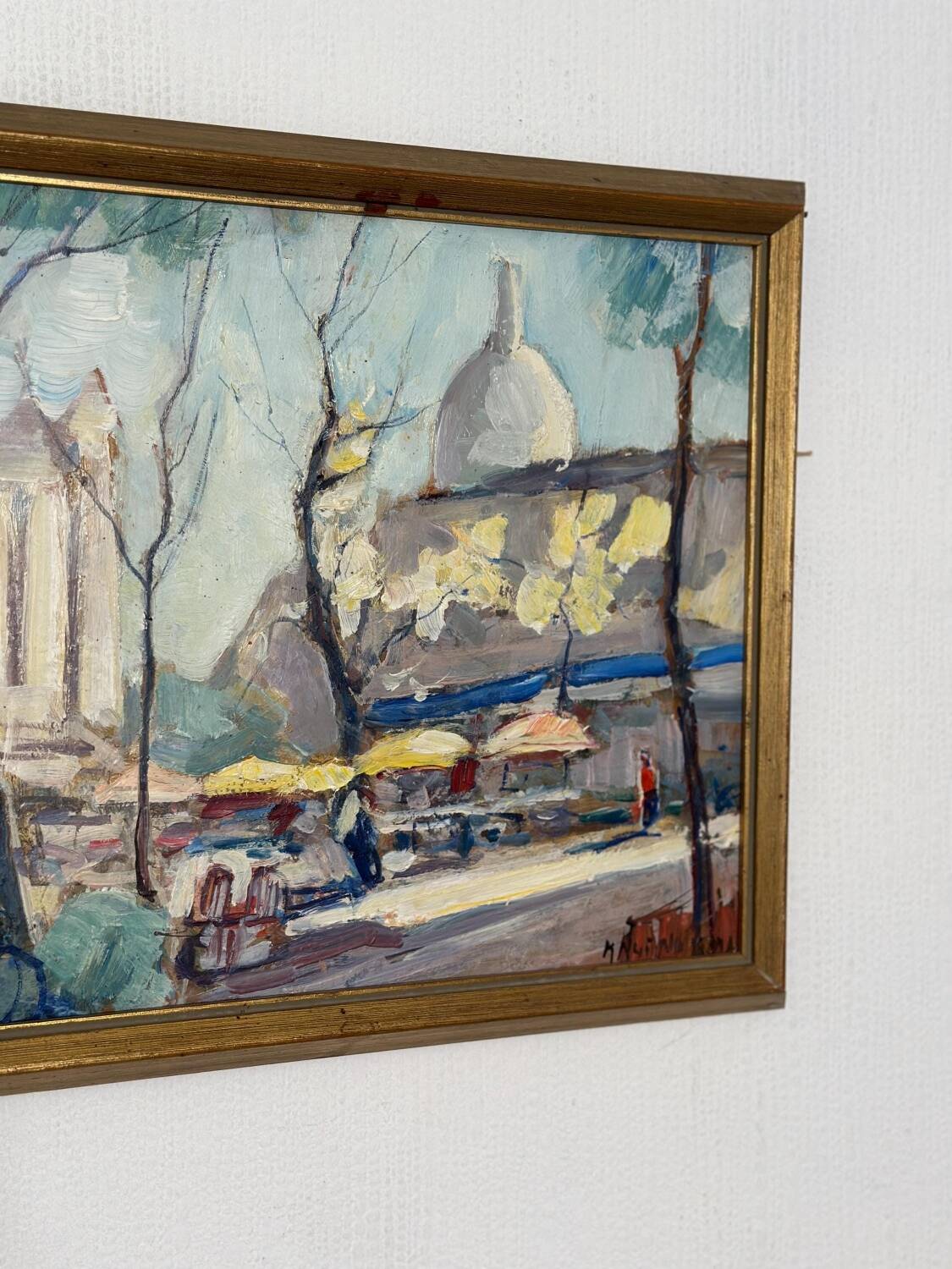 Mid Century Swedish Oil on Panel – “Lakerstationen” by L. Knut Norman