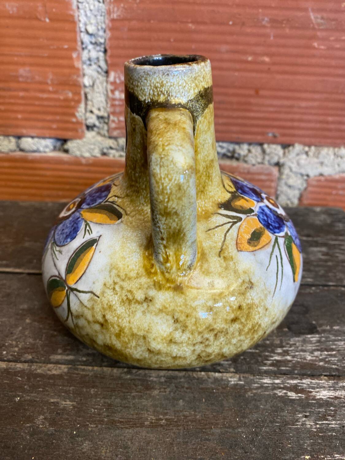 Antique soliflore vase veb polychrome ceramic flowers gdr vintage