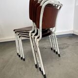 Set of 4 Gispen mahogany chairs Netherlands 70s
