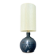 Vintage blue pyrite stoneware lamp 1970s raffia rope lampshade ribbons 70s bohemian