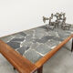 Vintage Danish design teak & slate stone coffee table