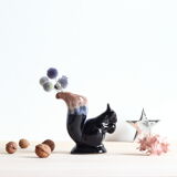 Soliflore squirrel vase in black flamed sandstone
