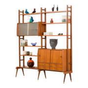 Scandinavian free standing teak wall unit, Norway 1960s.