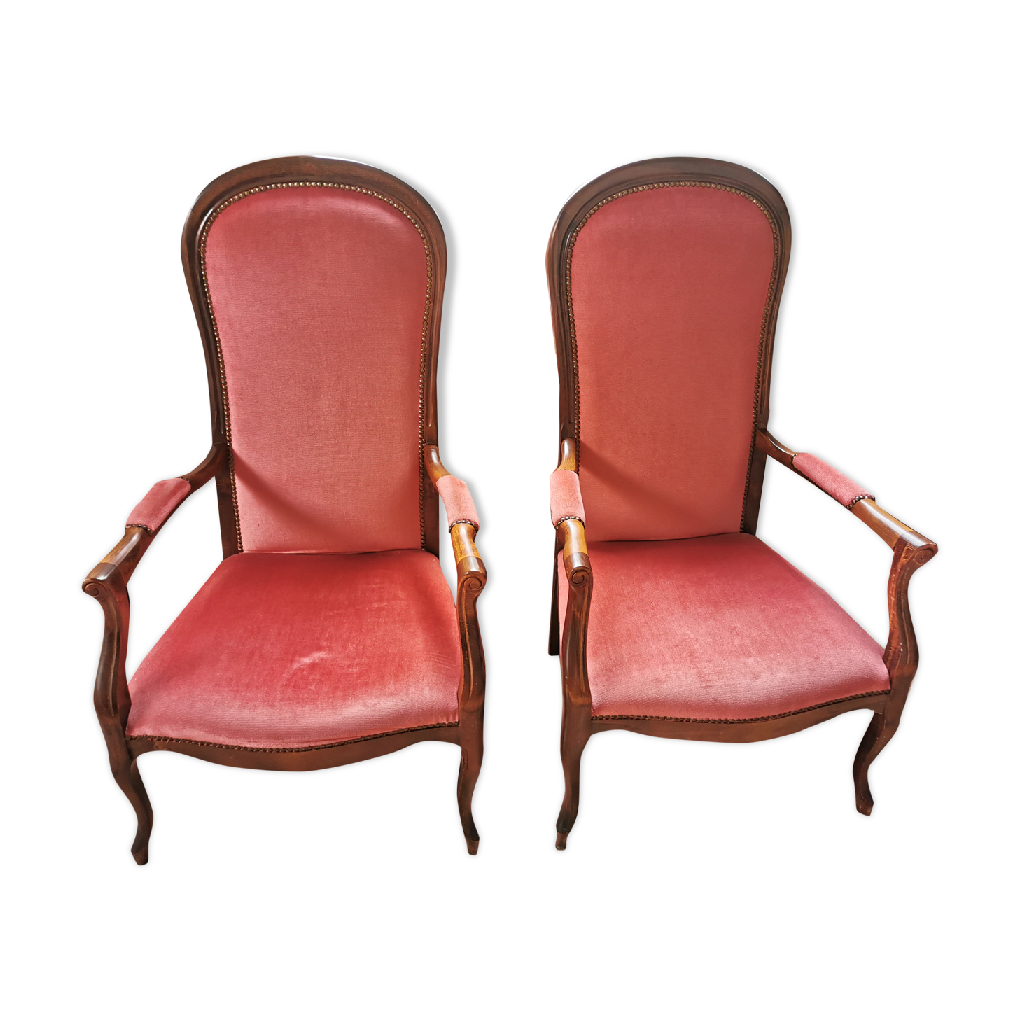 Duo of voltaire armchairs