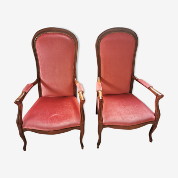 Duo of voltaire armchairs