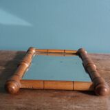 Turned wooden frame mirror 19.5 x 14