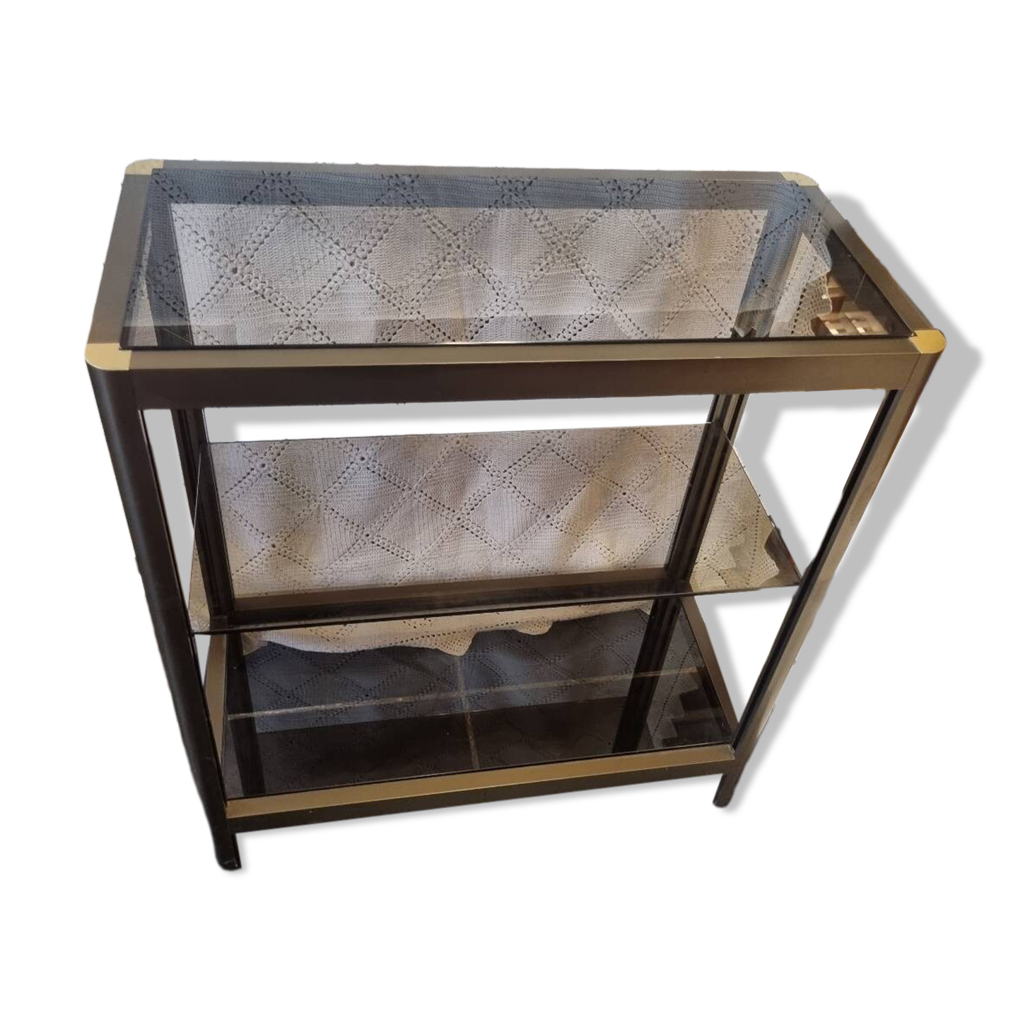 Vintage smoked glass console design