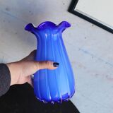 Vintage Italian Cobalt Blue Blown Glass Vase