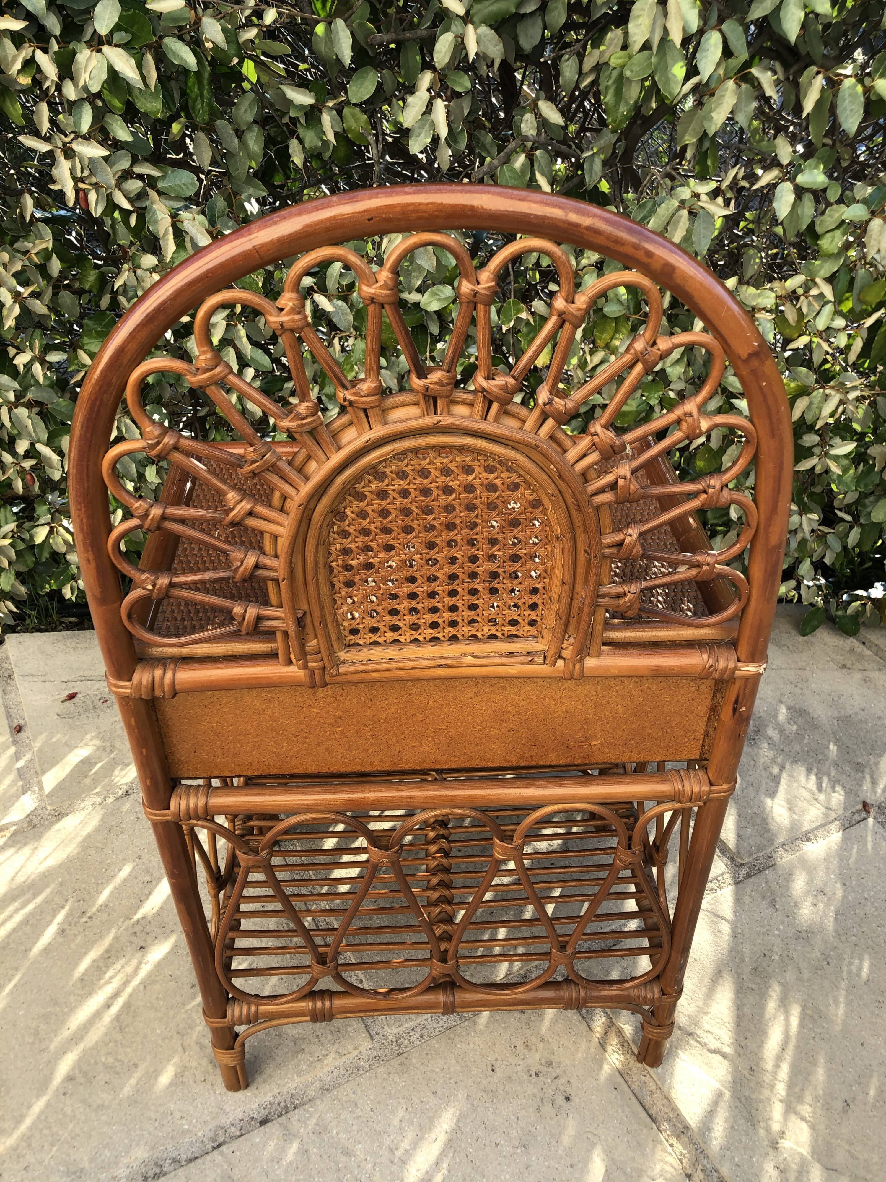 Rattan bedside and vintage bamboo